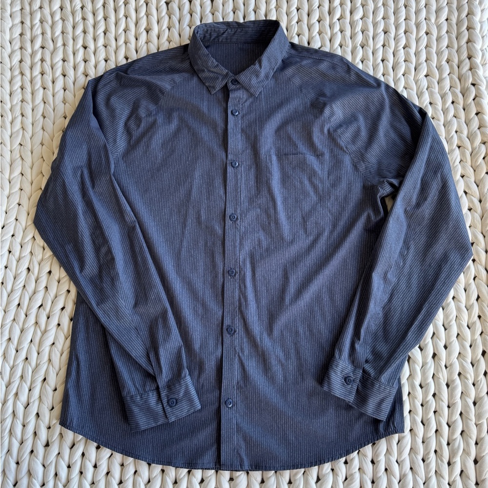 Lululemon Bonded Voyage Long Sleeve Button Down- Heathered Deep Navy - Picture 1 of 6